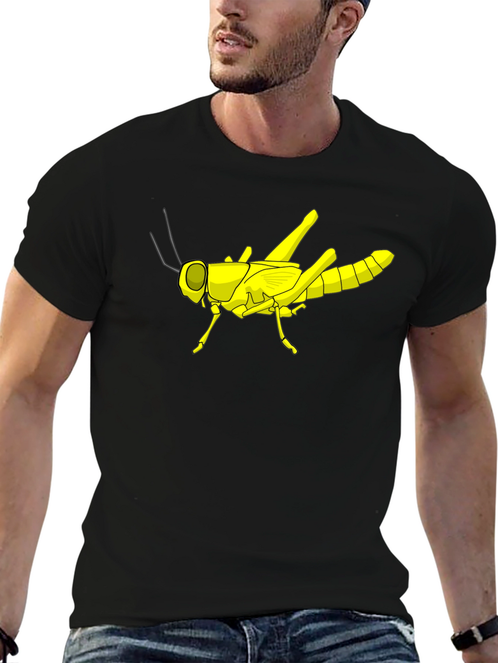 Grasshopper Graphic Tee - Black Cotton T-Shirt