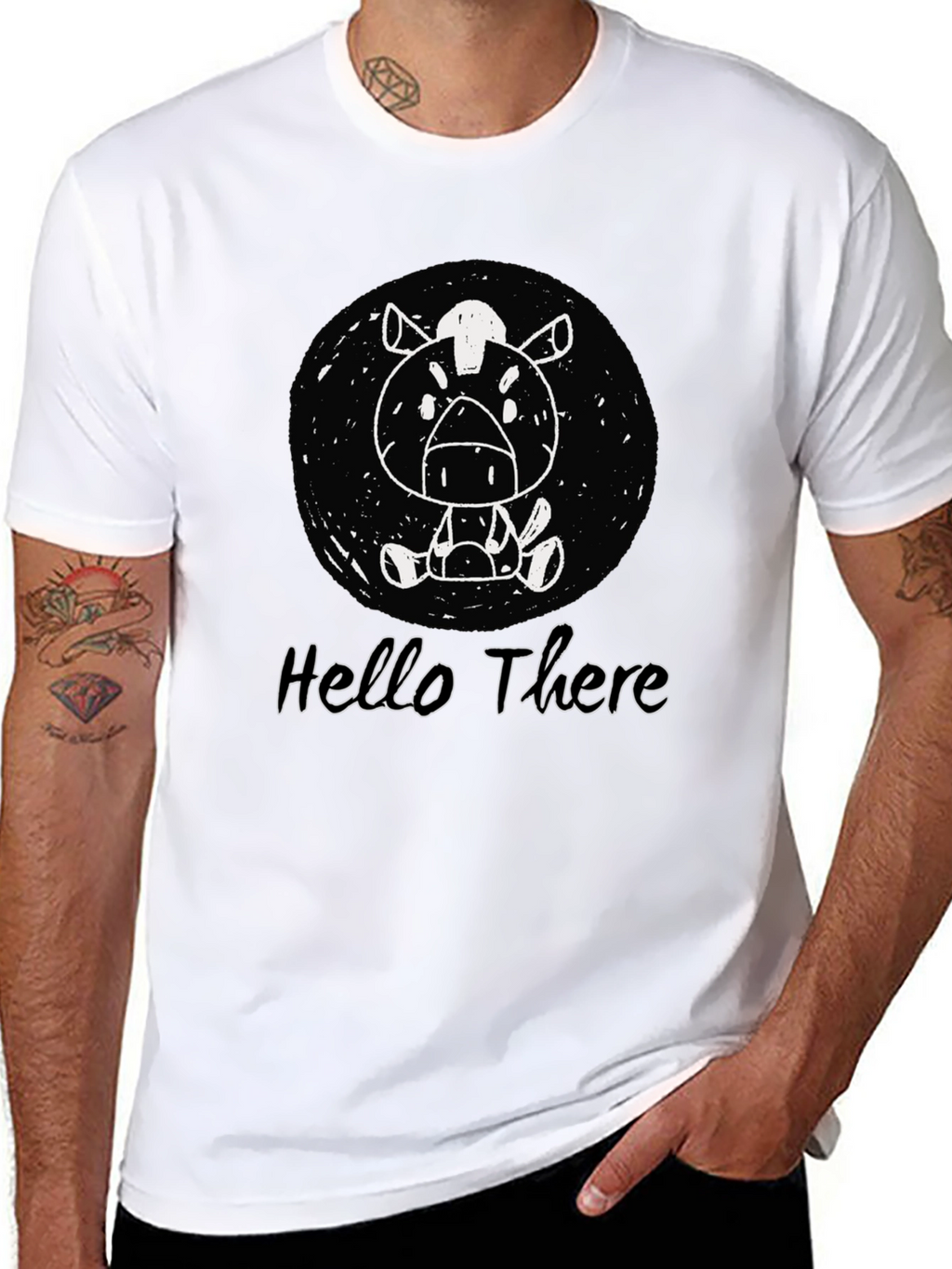 Cartoon Horse Black T-Shirt - Hello There Design