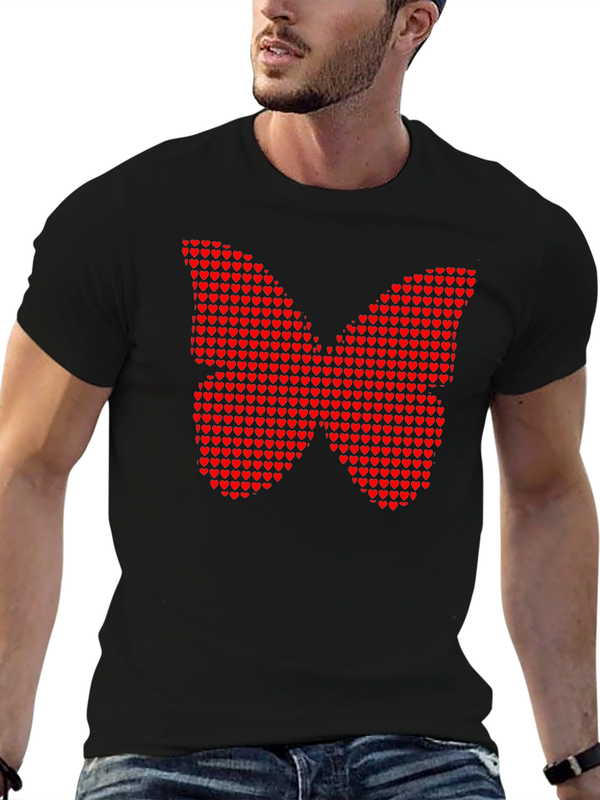 Heart Butterfly Graphic Tee - Trendy Style
