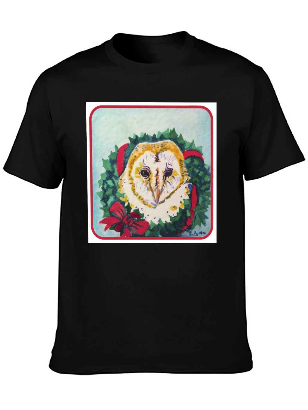 Festive Owl Wreath T-Shirt - Holiday Apparel