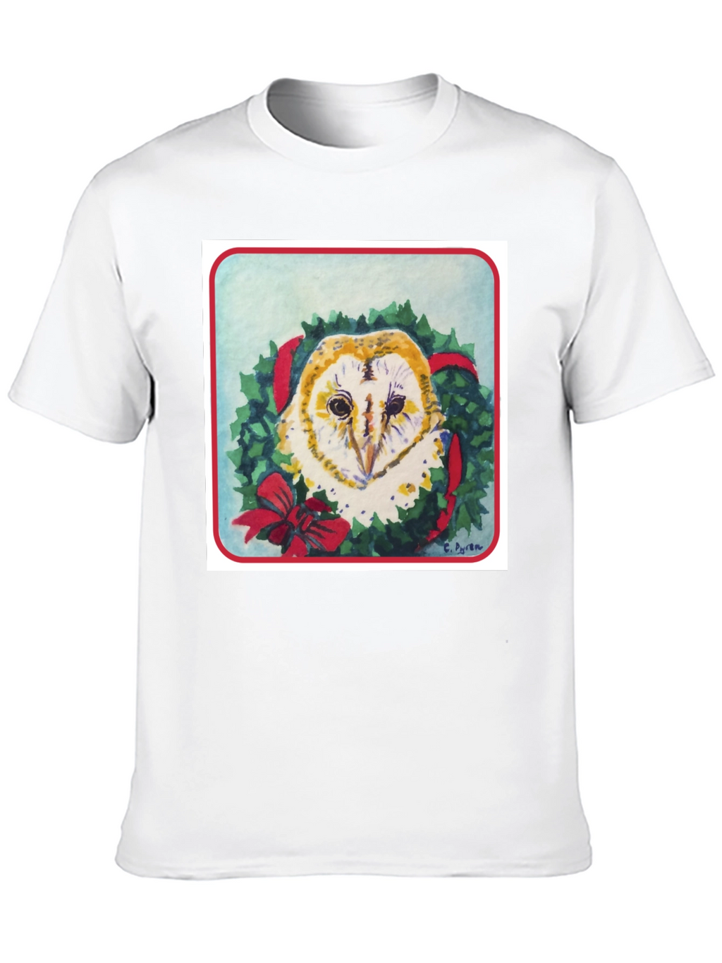 Festive Owl Wreath T-Shirt - Holiday Apparel