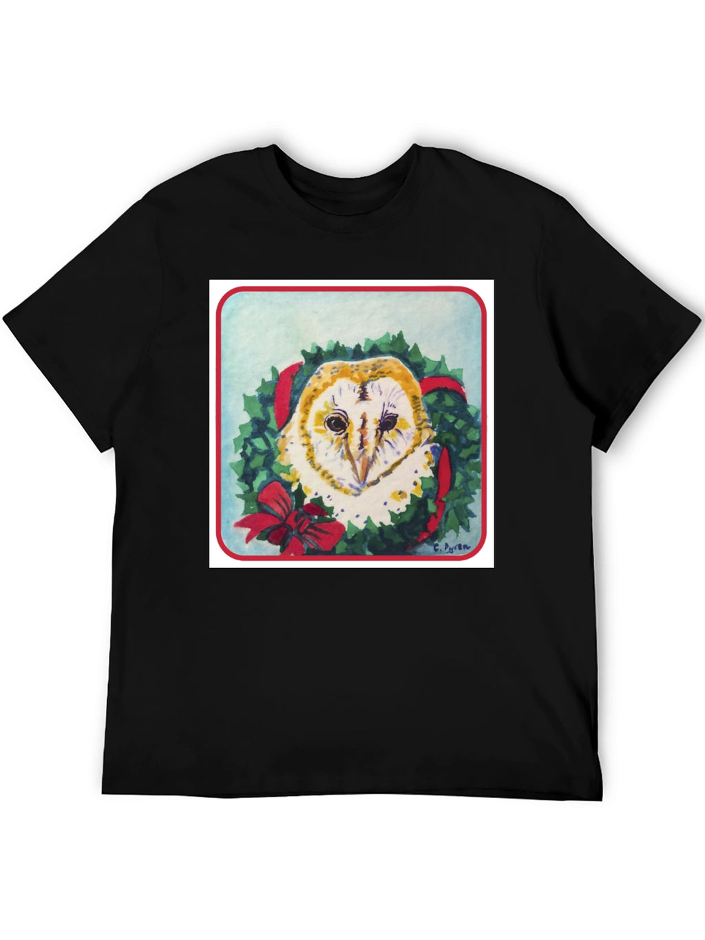 Festive Owl Wreath T-Shirt - Holiday Apparel