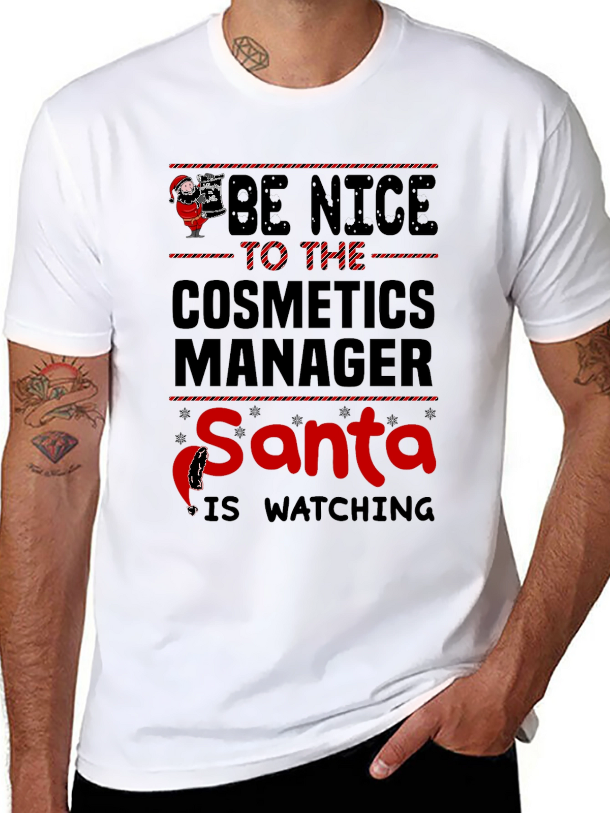 Cosmetics Manager Santa Watching T-Shirt