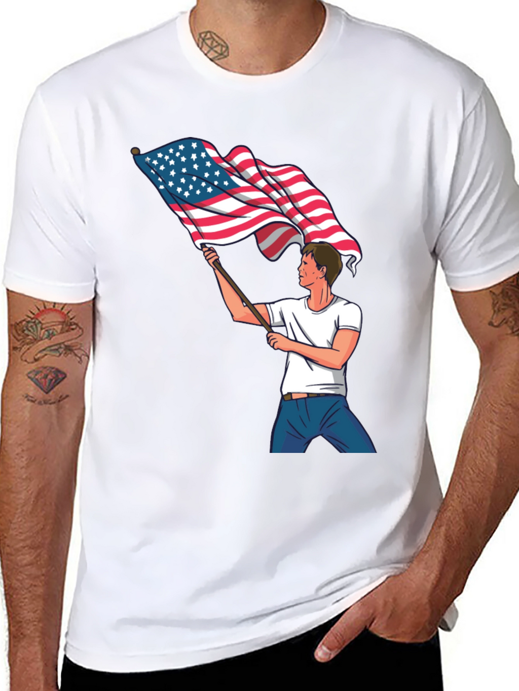 American Flag Waving T-Shirt