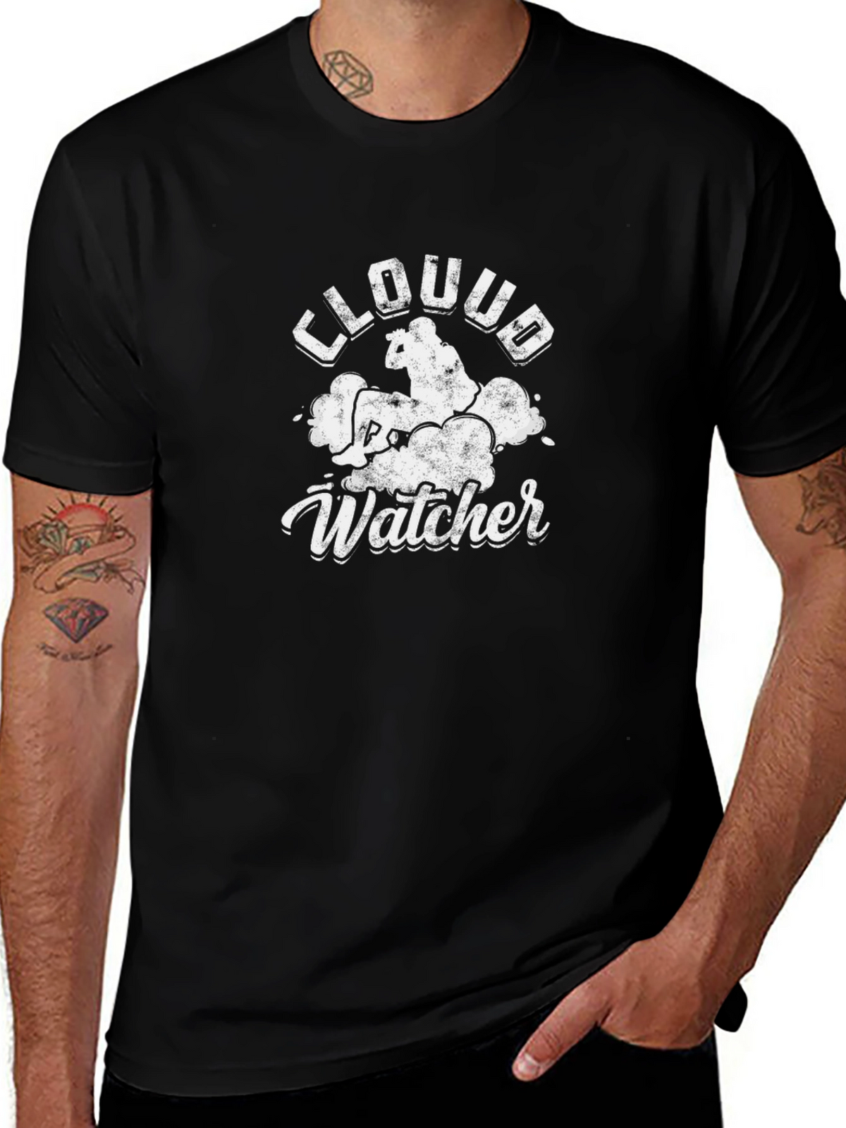 Cloud Watcher Graphic T-Shirt - Black Cotton Tee