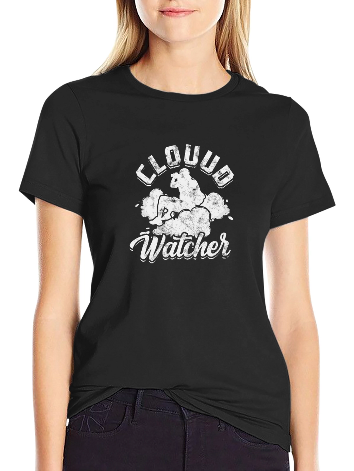 Cloud Watcher Graphic T-Shirt - Black Cotton Tee