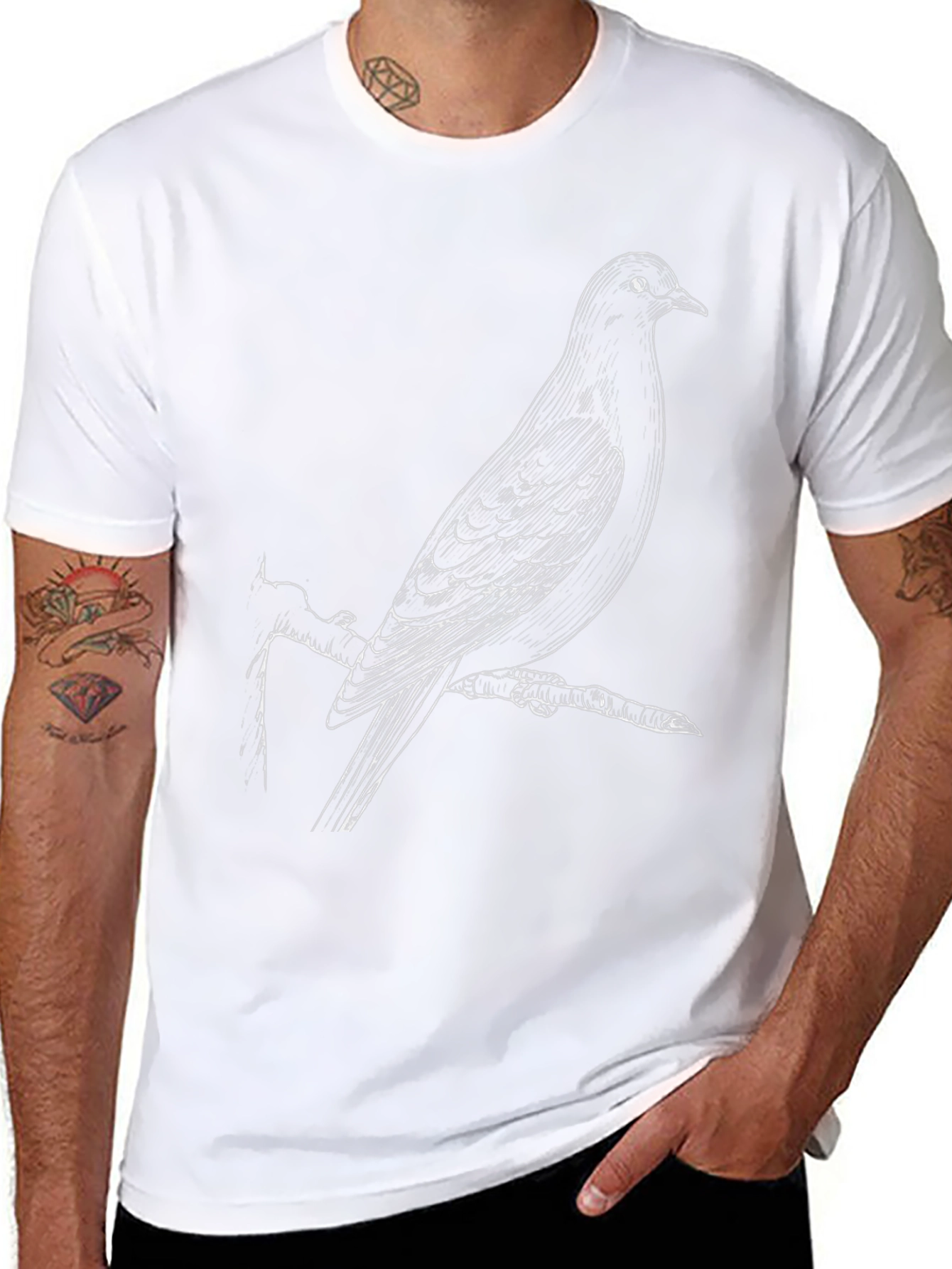 Bird Print Black T-Shirt