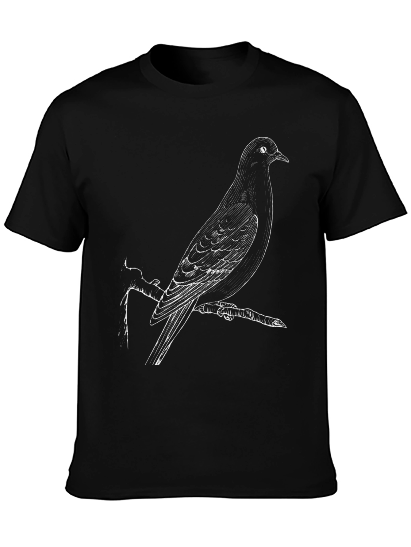 Bird Print Black T-Shirt
