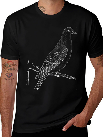 Bird Print Black T-Shirt