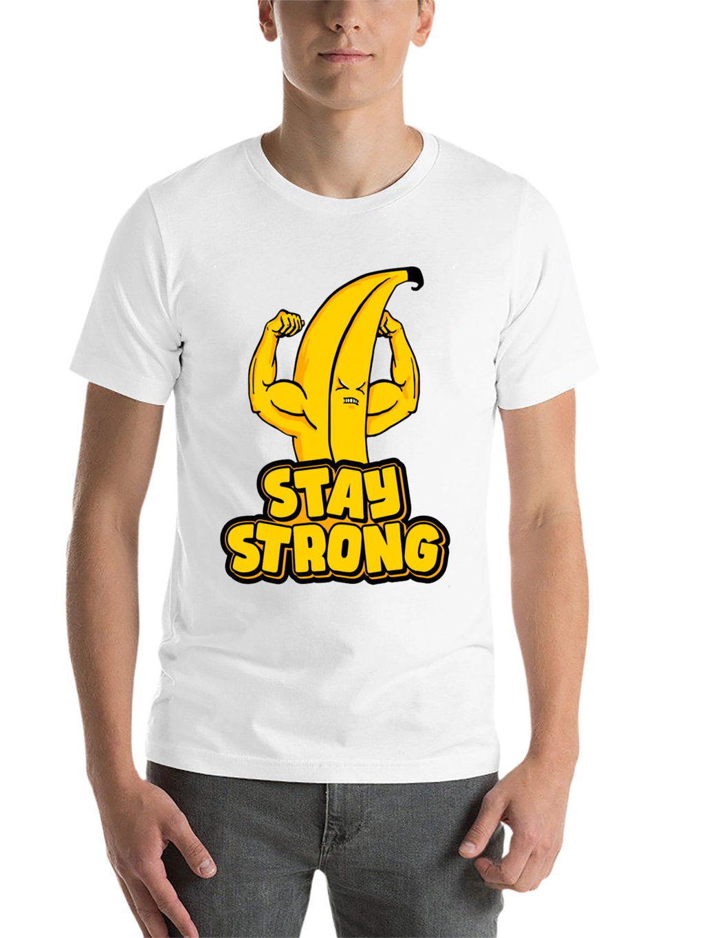 Stay Strong Banana Graphic Tee - Black Cotton T-Shirt