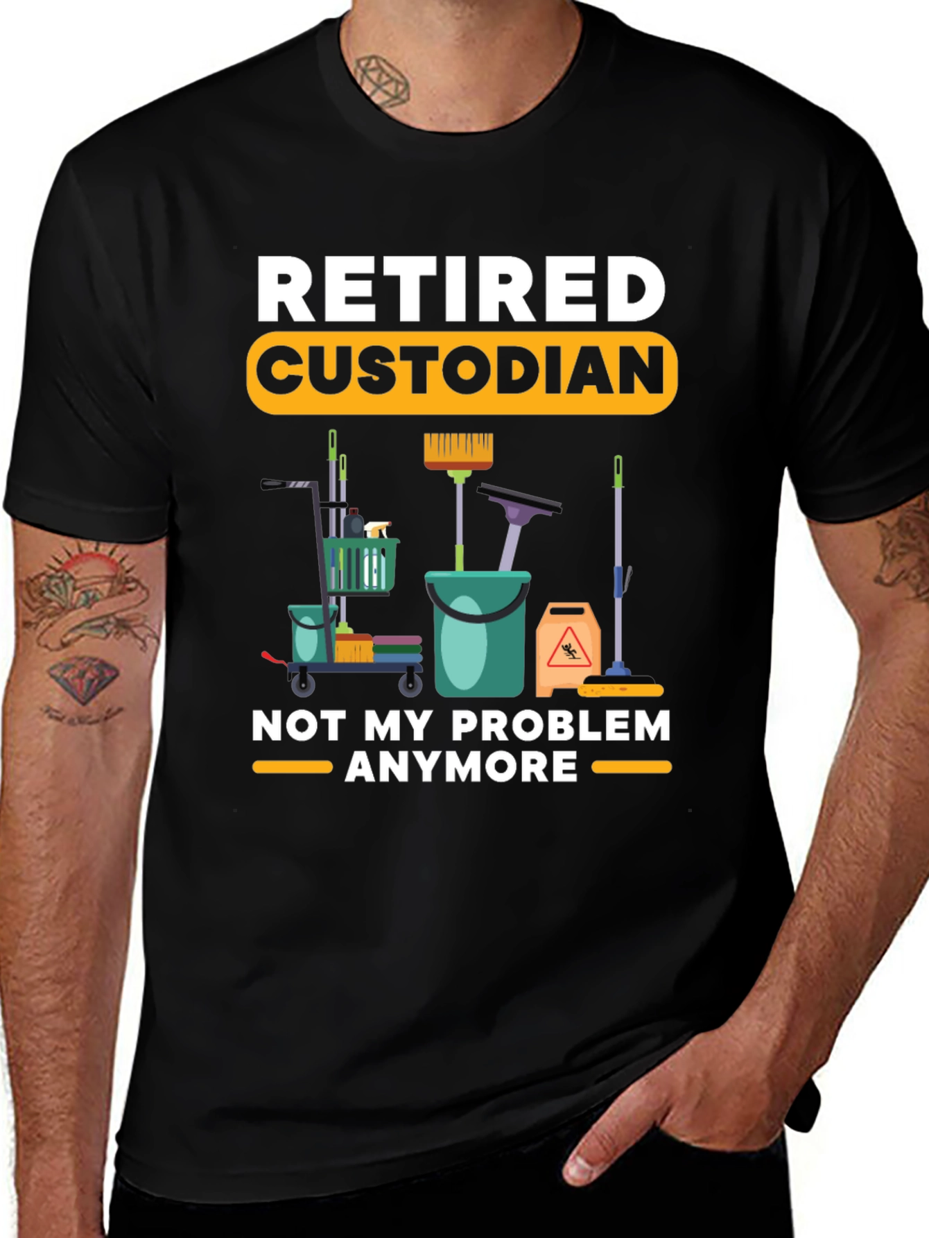 Retired Custodian T-Shirt Cleaning Crew Humor Tee