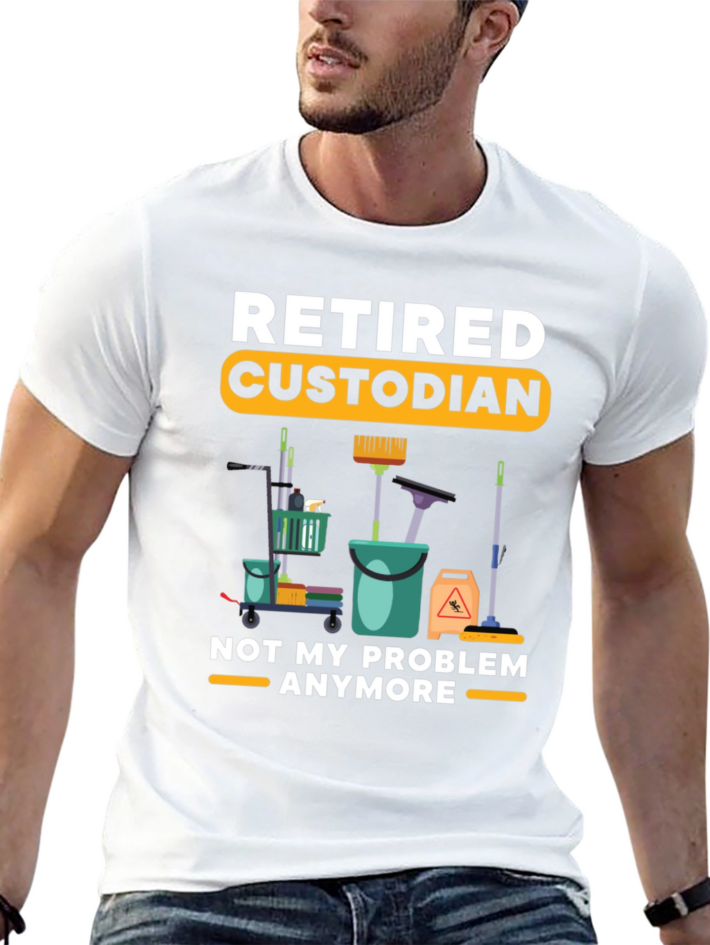 Retired Custodian T-Shirt Cleaning Crew Humor Tee