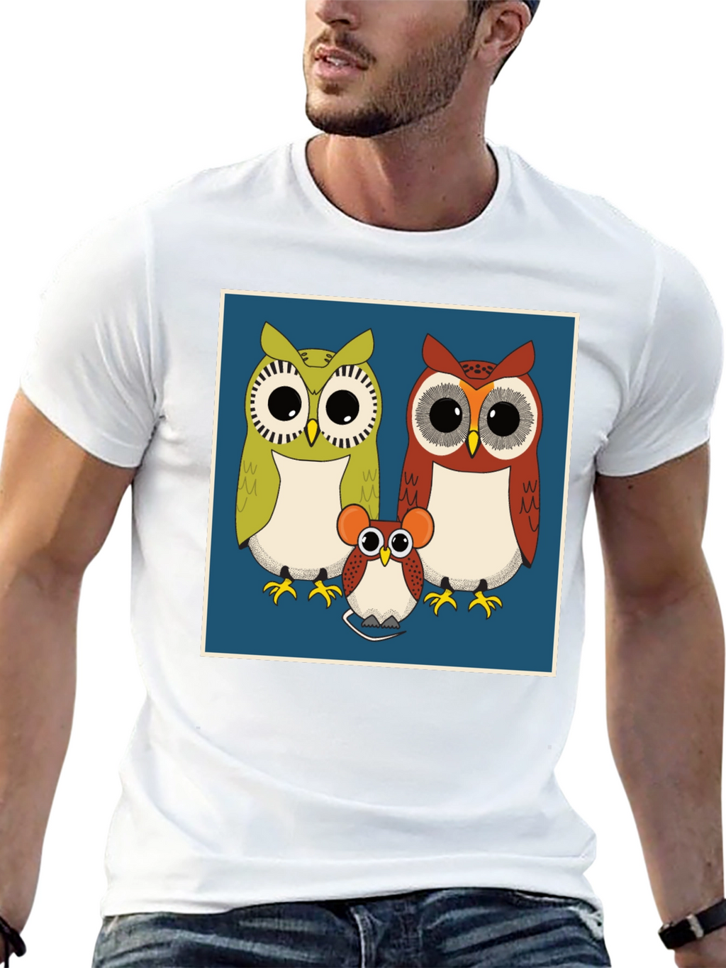 Owl Family Graphic Tee - Cute Cartoon Print T-Shirt