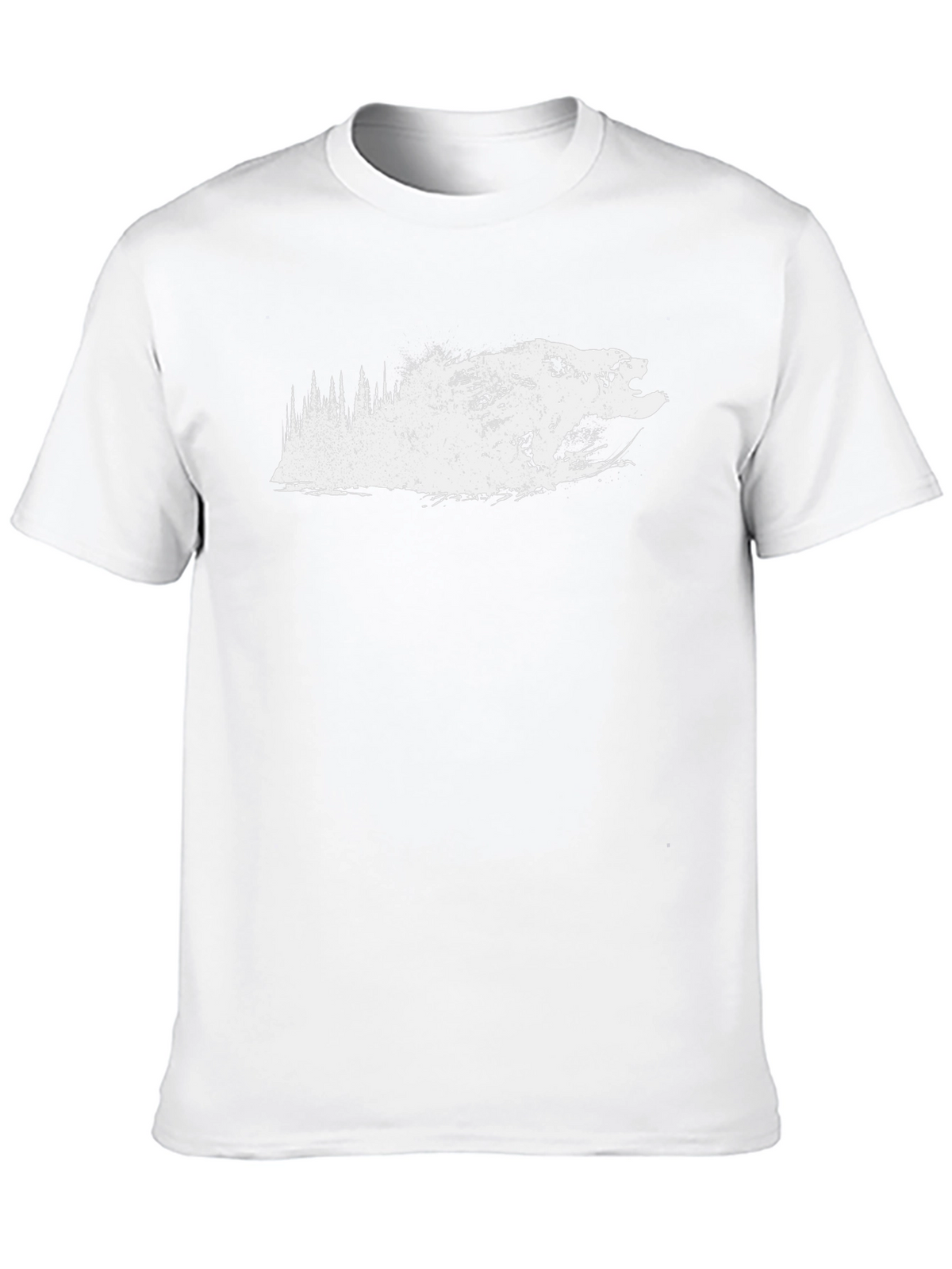 Mens Black T-Shirt - Grizzly Bear Forest Design