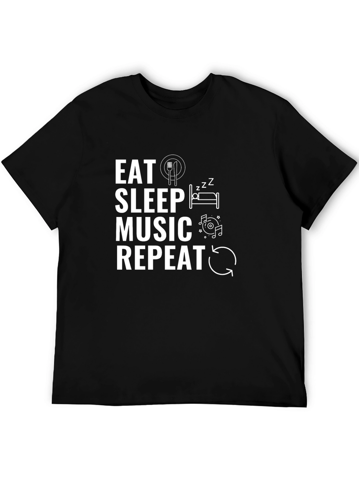 Eat Sleep Music Repeat Black T-Shirt