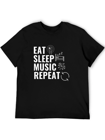 Eat Sleep Music Repeat Black T-Shirt