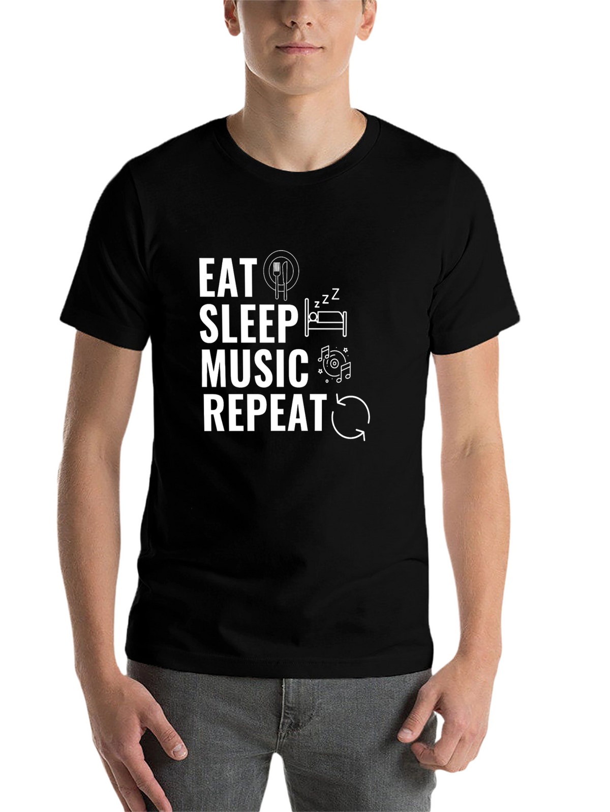 Eat Sleep Music Repeat Black T-Shirt