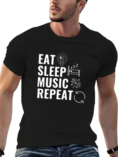 Eat Sleep Music Repeat Black T-Shirt