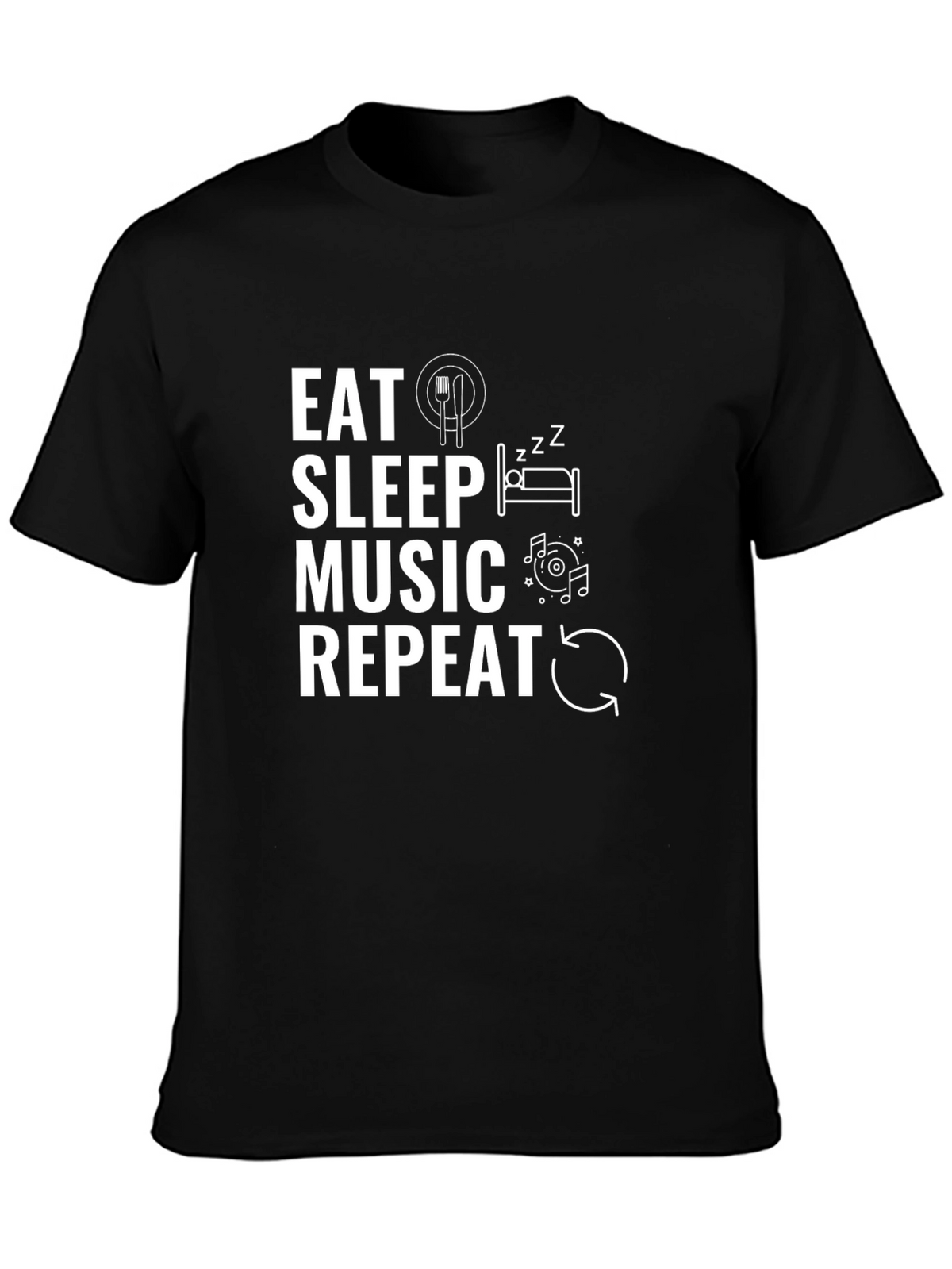 Eat Sleep Music Repeat Black T-Shirt
