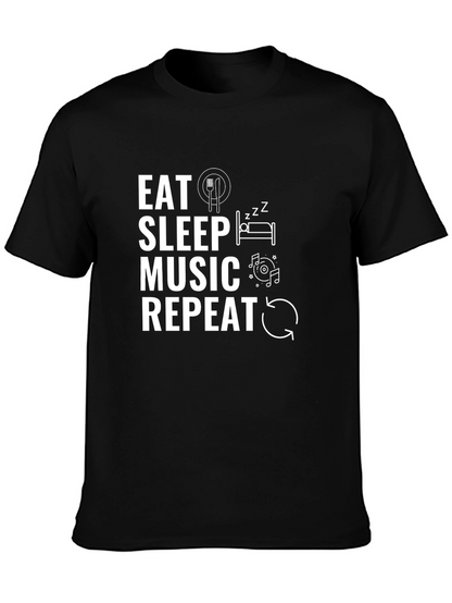 Eat Sleep Music Repeat Black T-Shirt