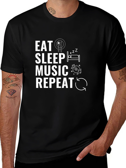 Eat Sleep Music Repeat Black T-Shirt