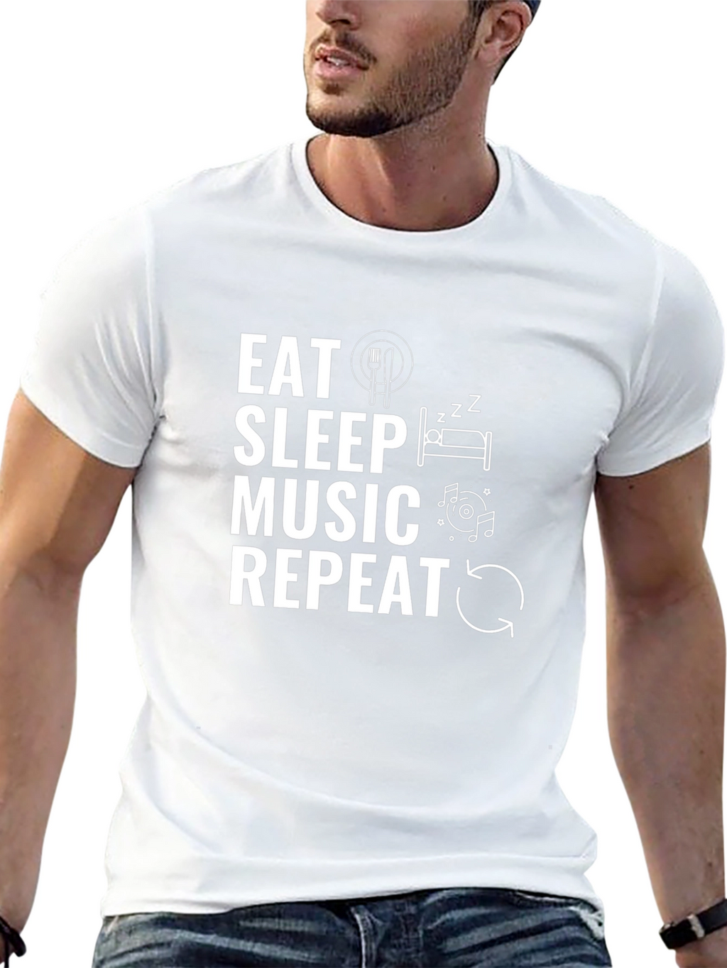 Eat Sleep Music Repeat Black T-Shirt