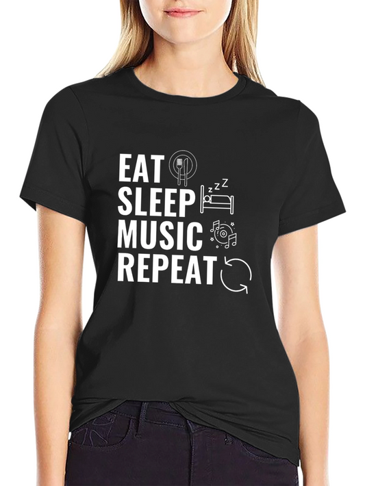 Eat Sleep Music Repeat Black T-Shirt