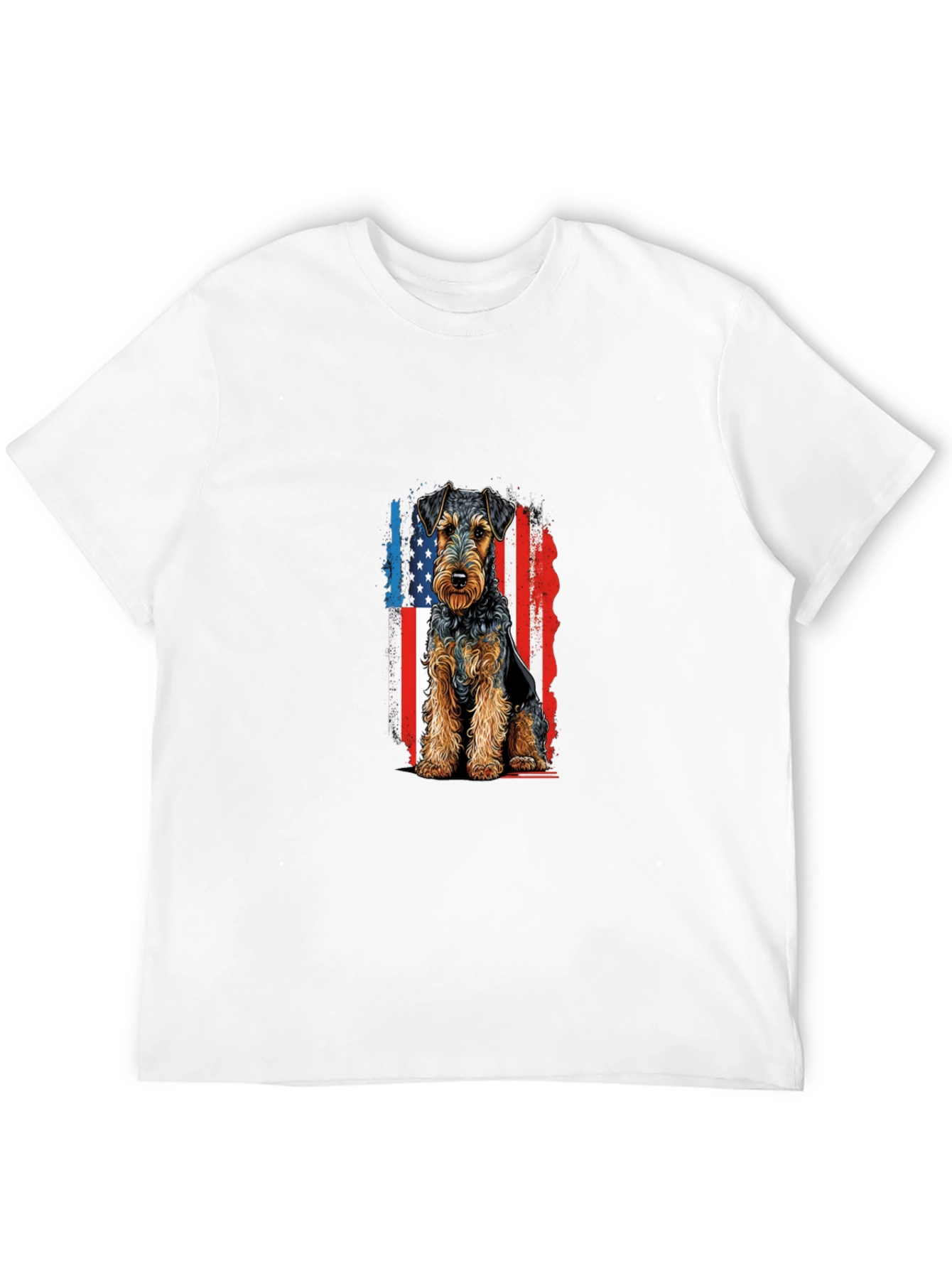 Patriotic Welsh Terrier T-Shirt - USA Flag Dog Tee