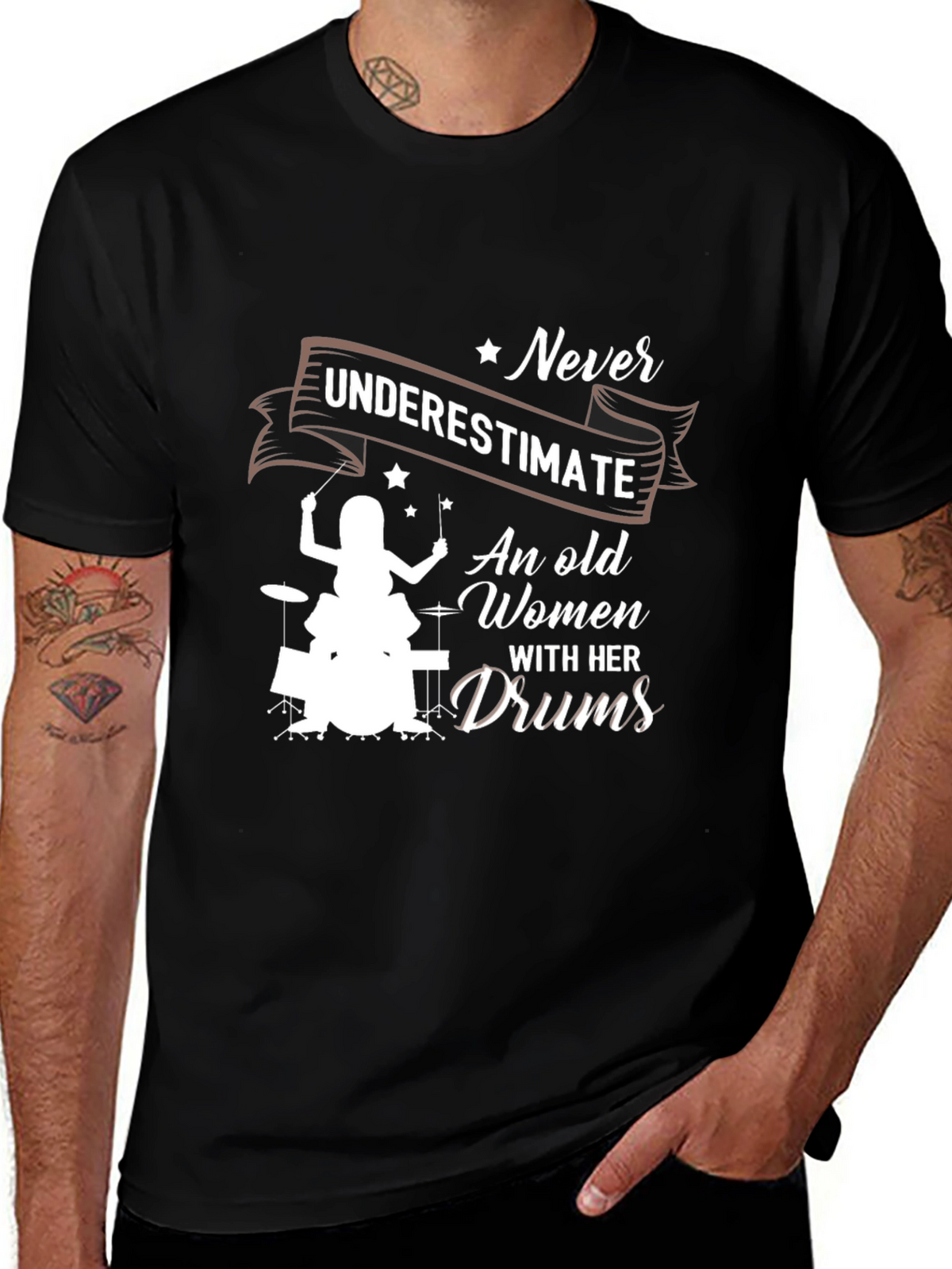 Never Underestimate An Old Women With Her Drums T-Shirt