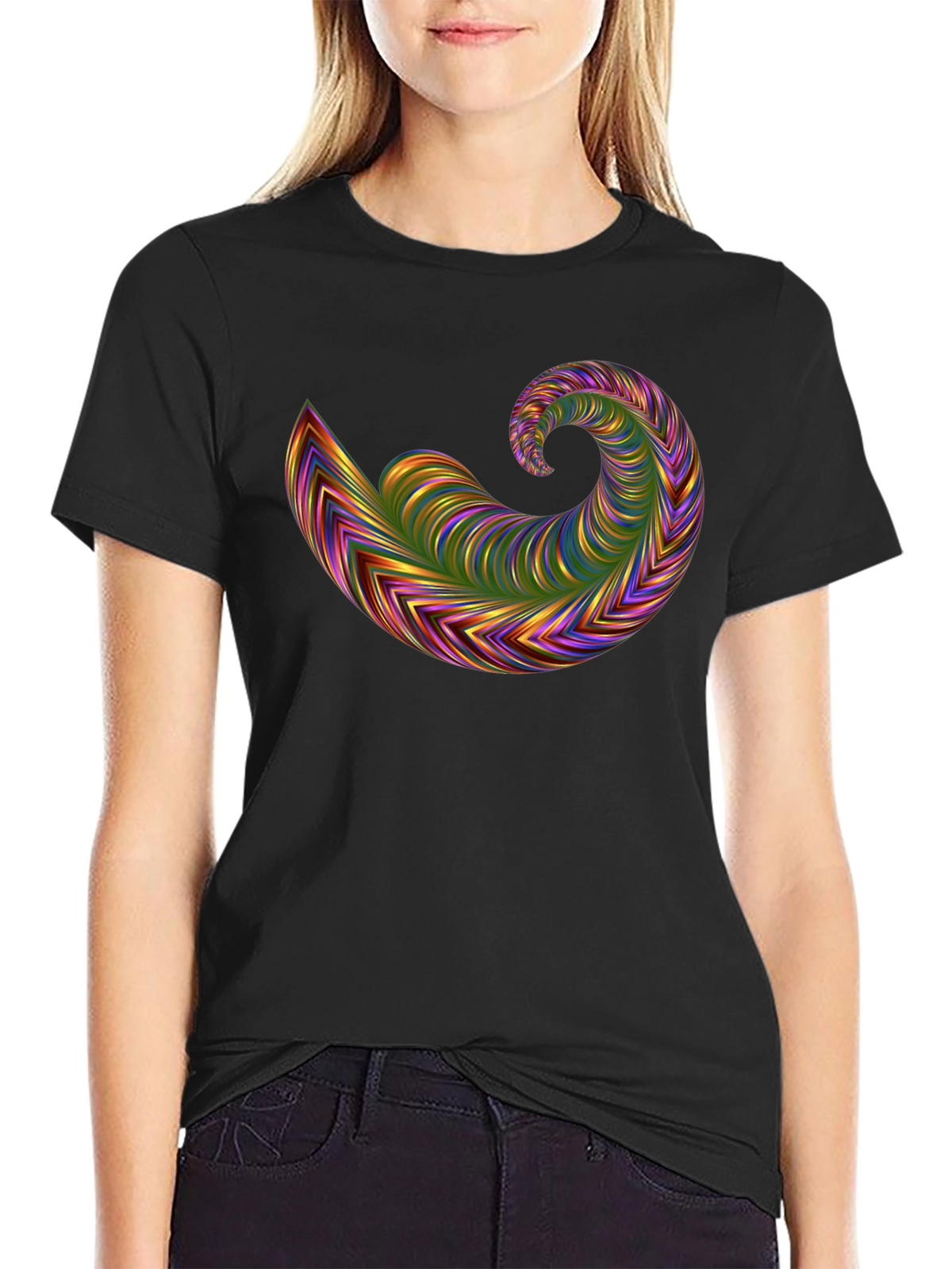 Abstract Swirl Graphic Tee - Bold Black