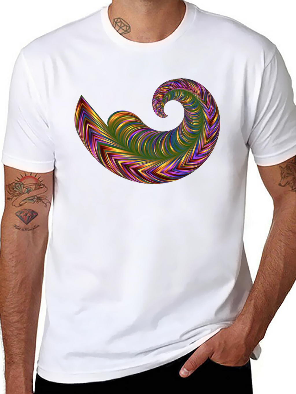 Abstract Swirl Graphic Tee - Bold Black