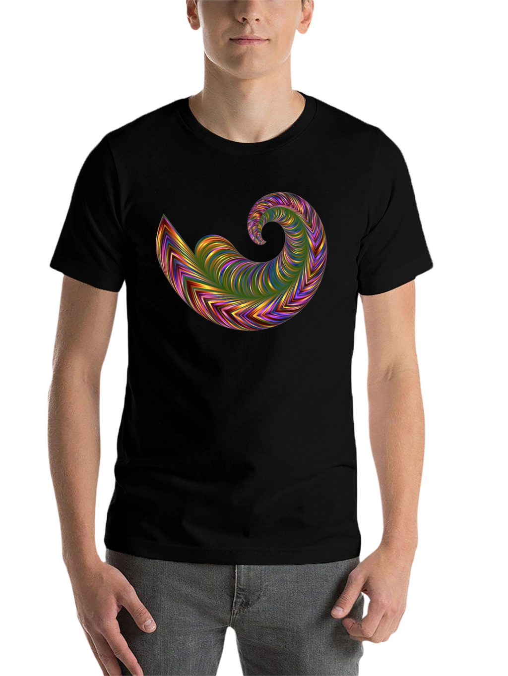 Abstract Swirl Graphic Tee - Bold Black