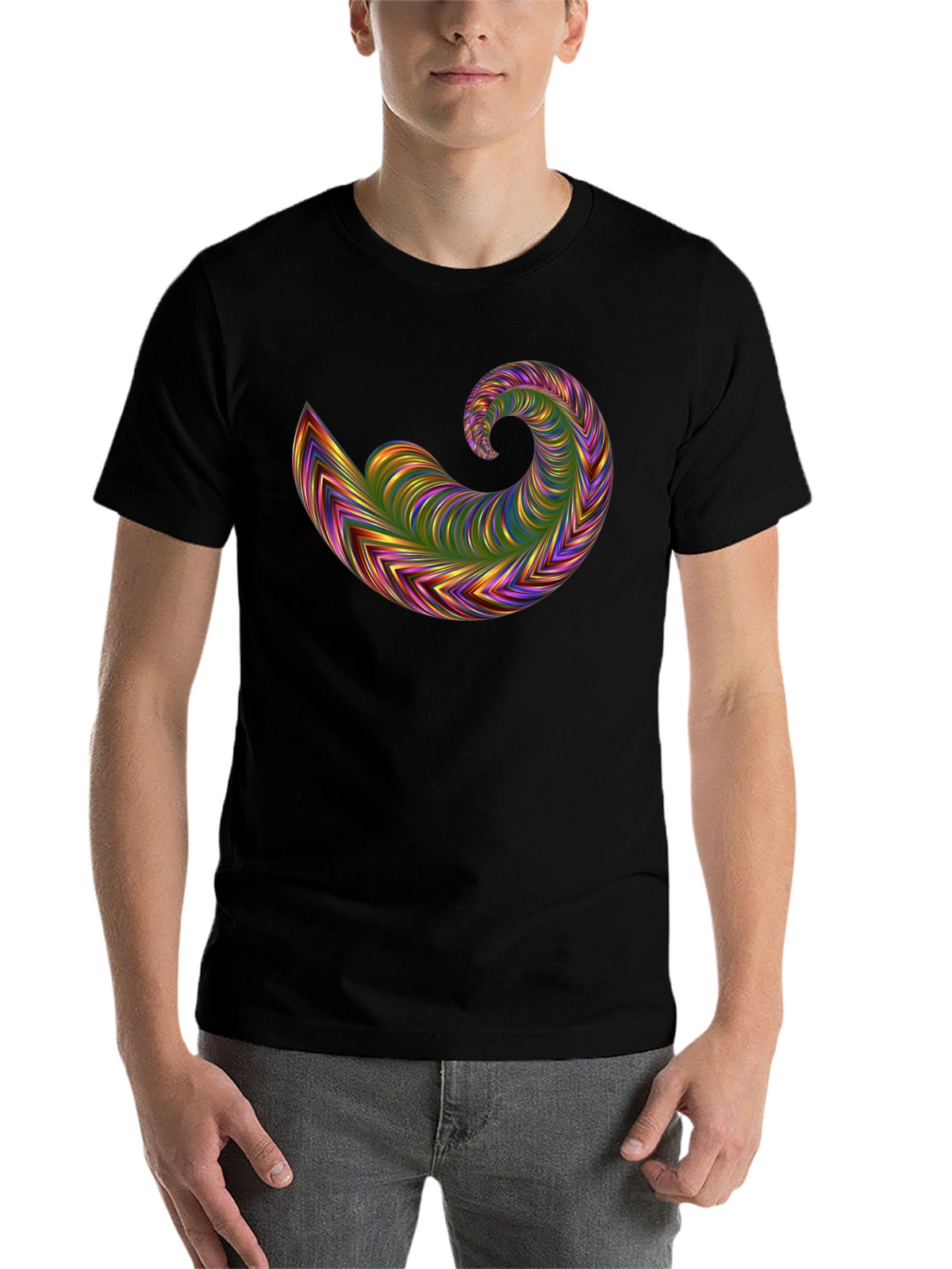 Abstract Swirl Graphic Tee - Bold Black