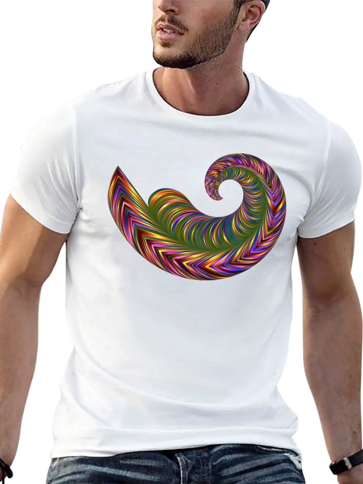 Abstract Swirl Graphic Tee - Bold Black