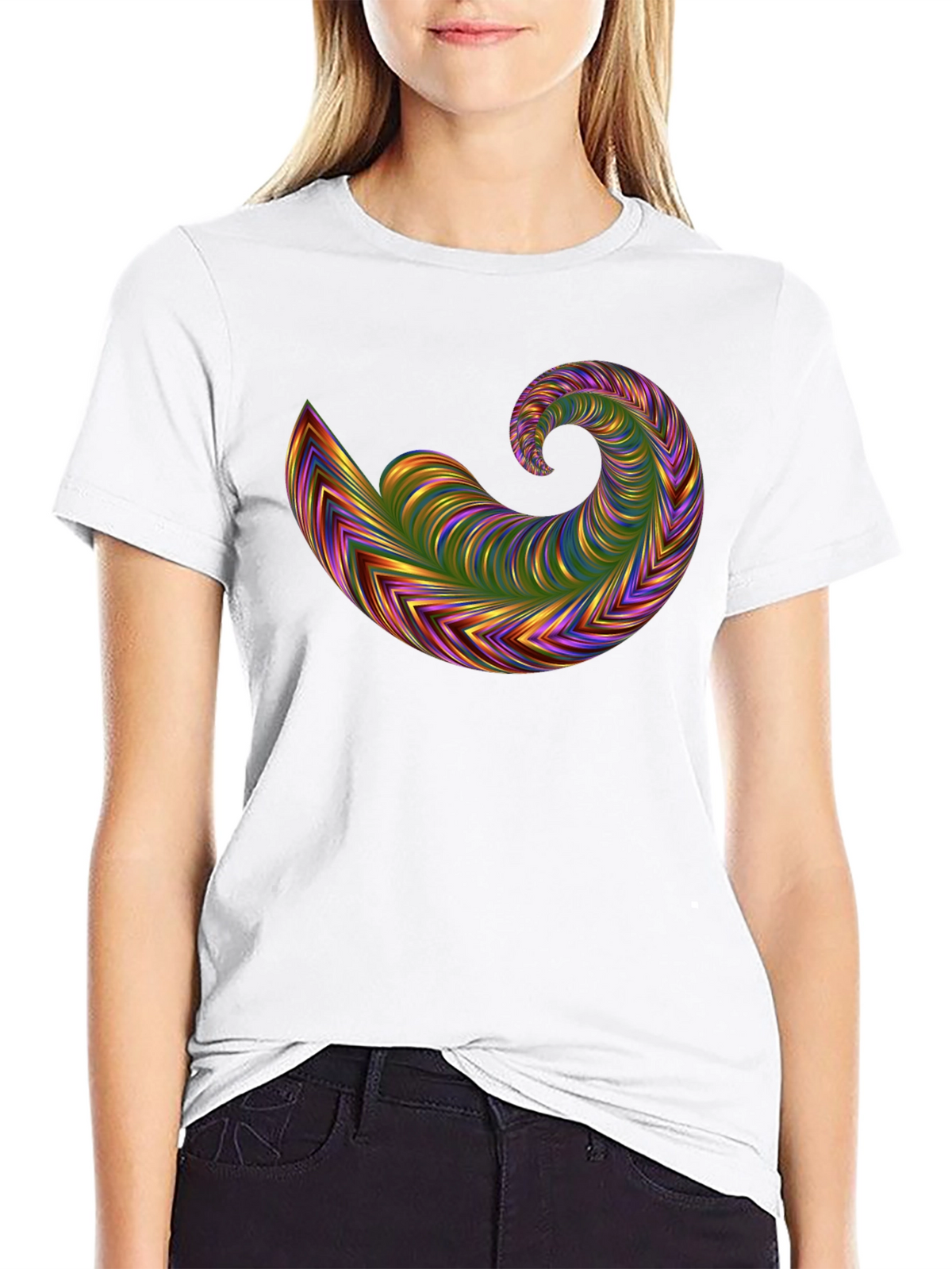 Abstract Swirl Graphic Tee - Bold Black