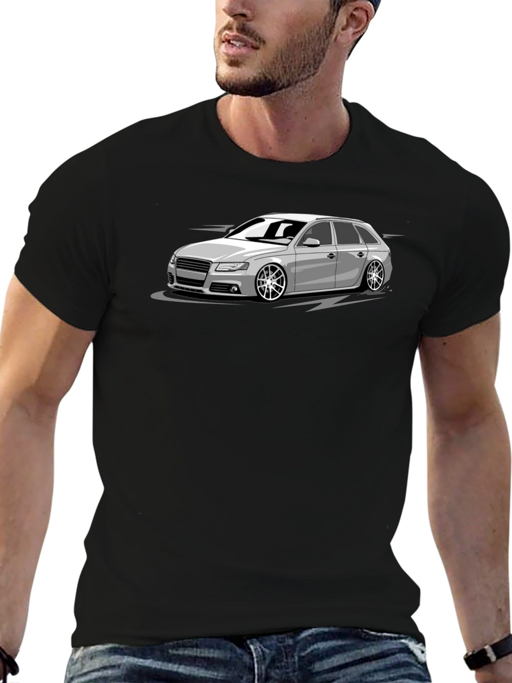 Cool Car Graphic T-Shirt - Black Cotton Tee