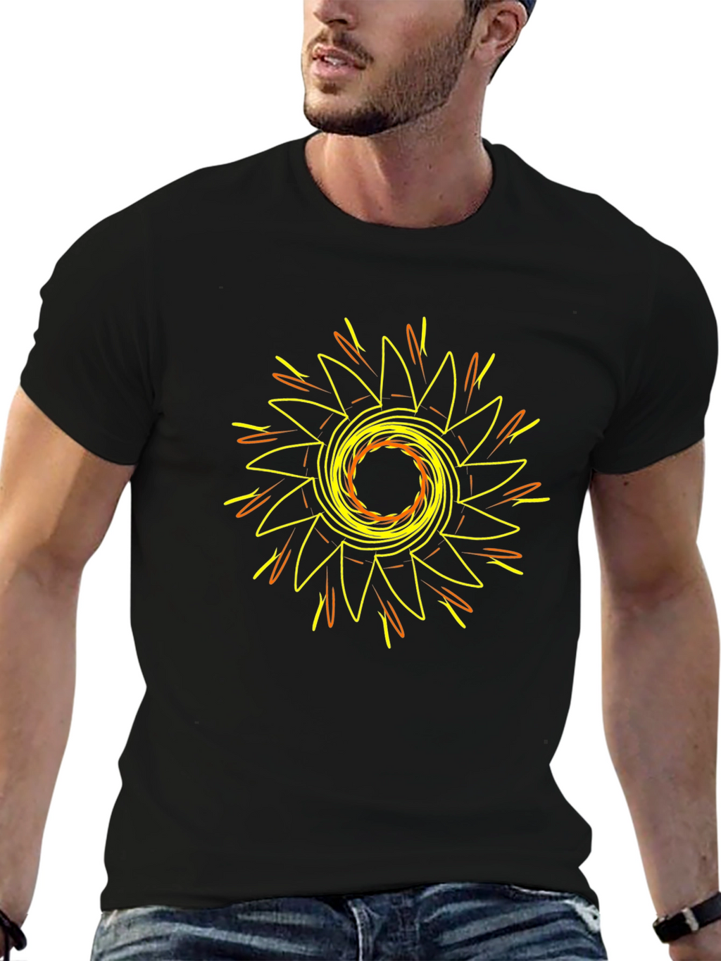 Geometric Sunburst Graphic T-Shirt