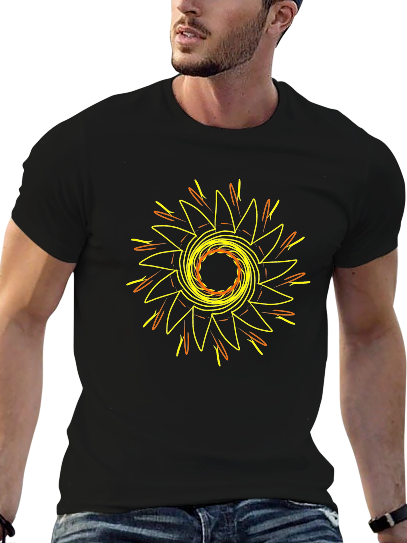 Geometric Sunburst Graphic T-Shirt