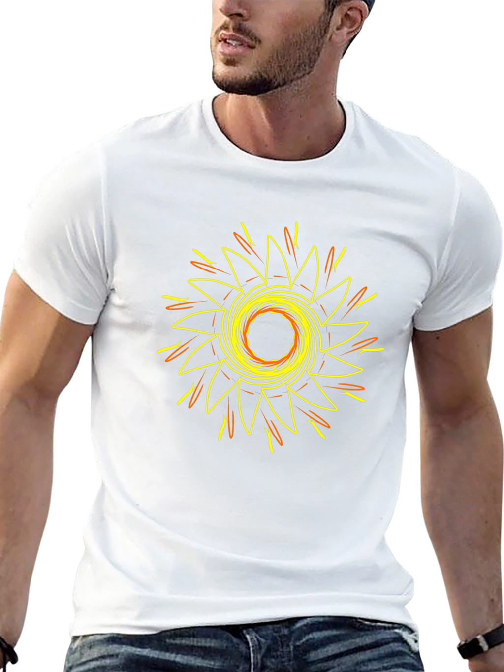 Geometric Sunburst Graphic T-Shirt