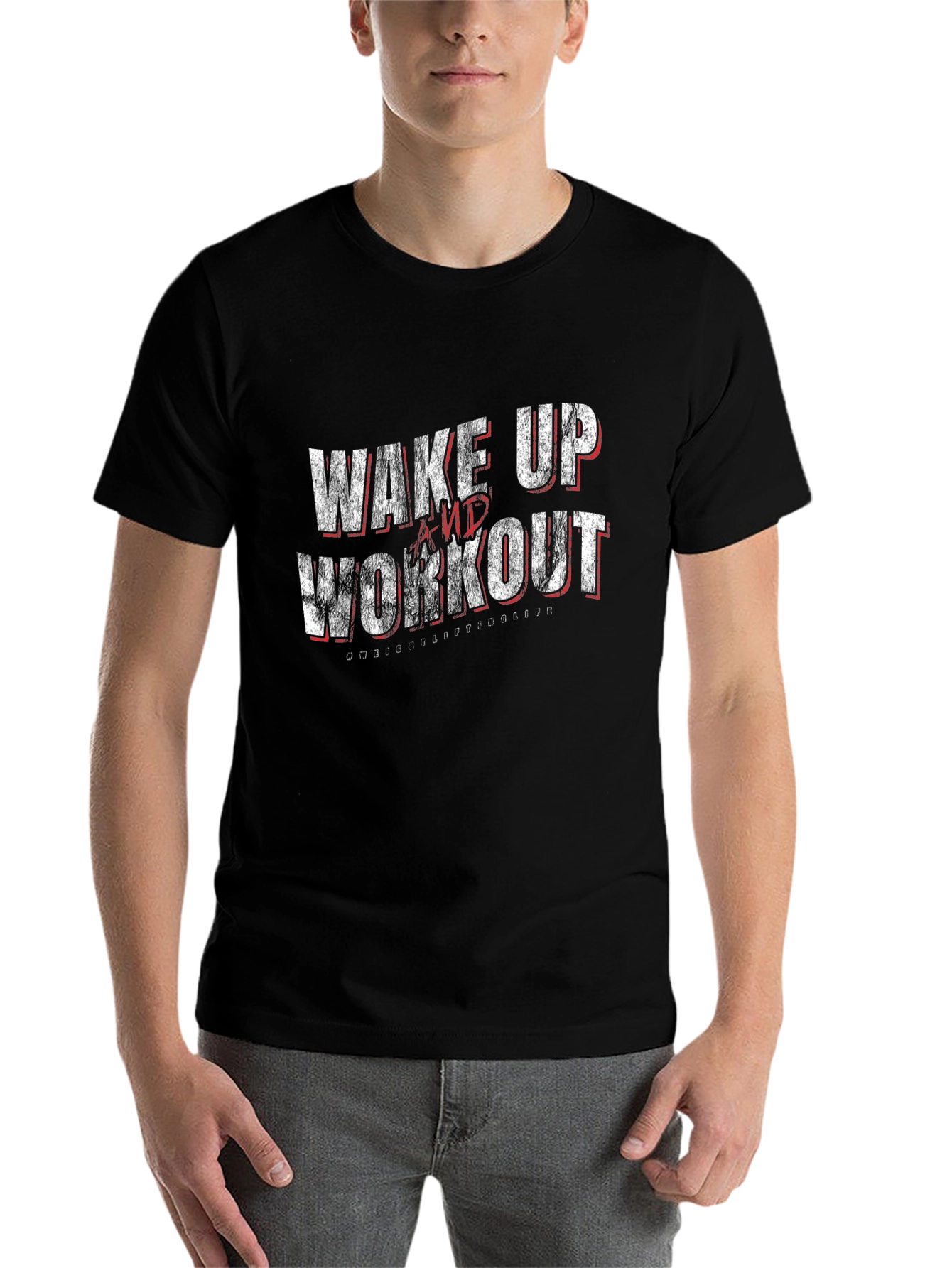 Wake Up and Workout Graphic Tee - Black