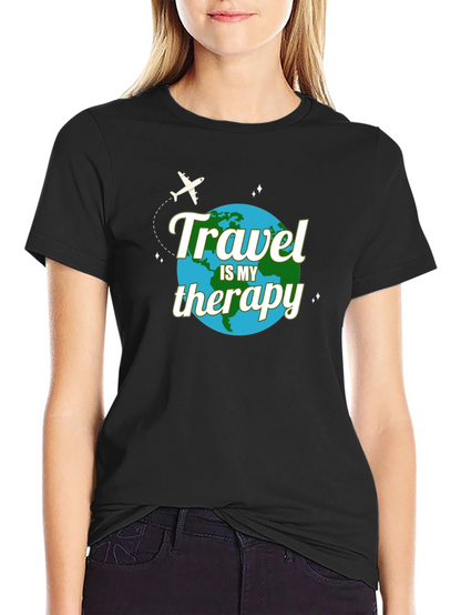 Travel is My Therapy T-Shirt - Globe Design