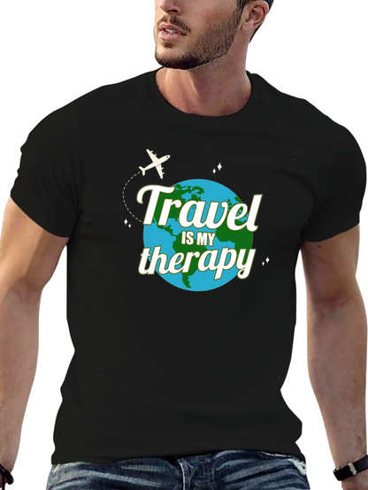 Travel is My Therapy T-Shirt - Globe Design