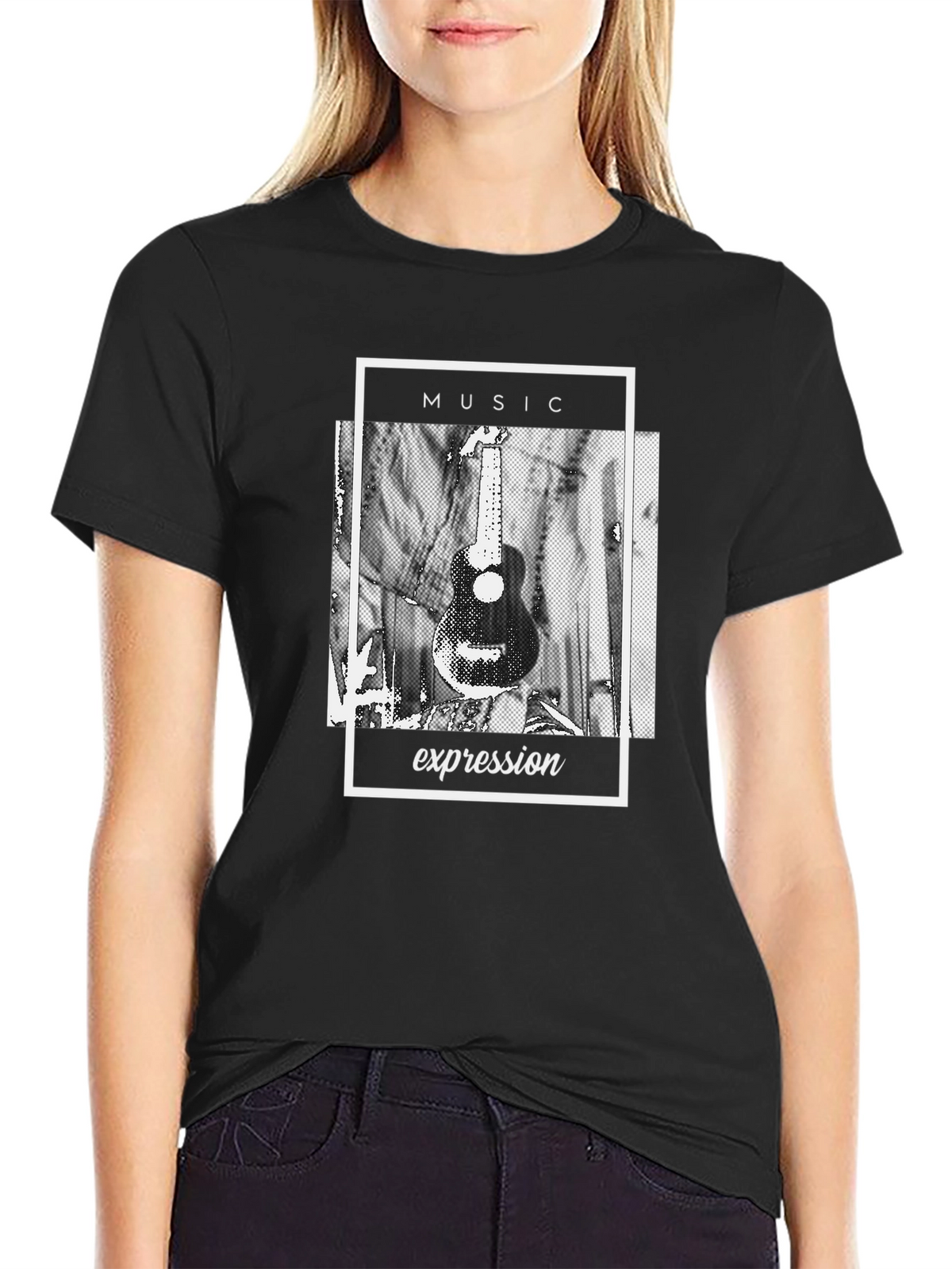 Music Expression Graphic Tee - Black Cotton