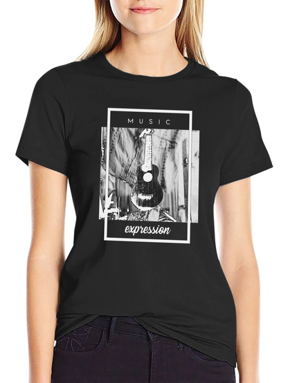 Music Expression Graphic Tee - Black Cotton
