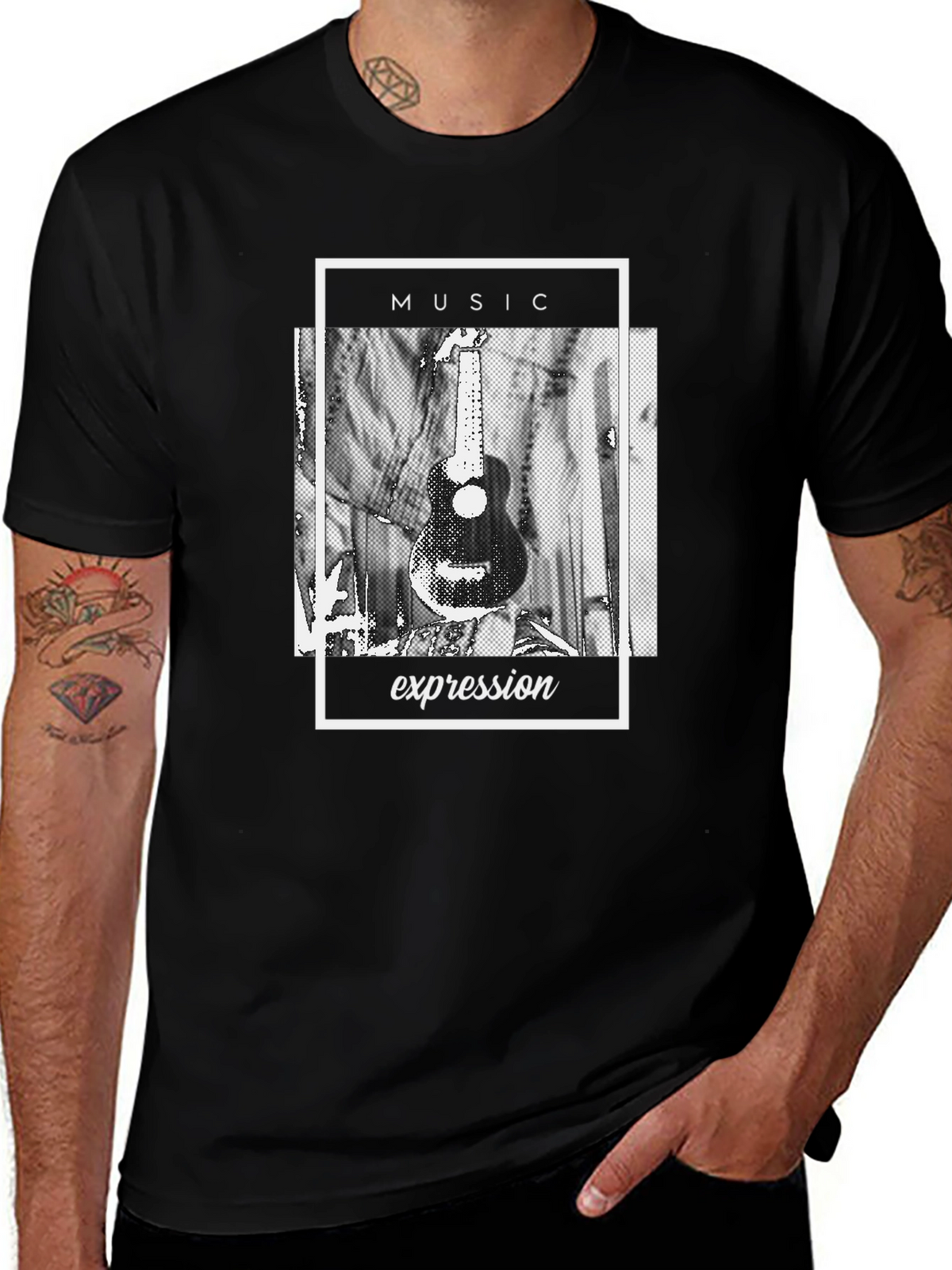 Music Expression Graphic Tee - Black Cotton