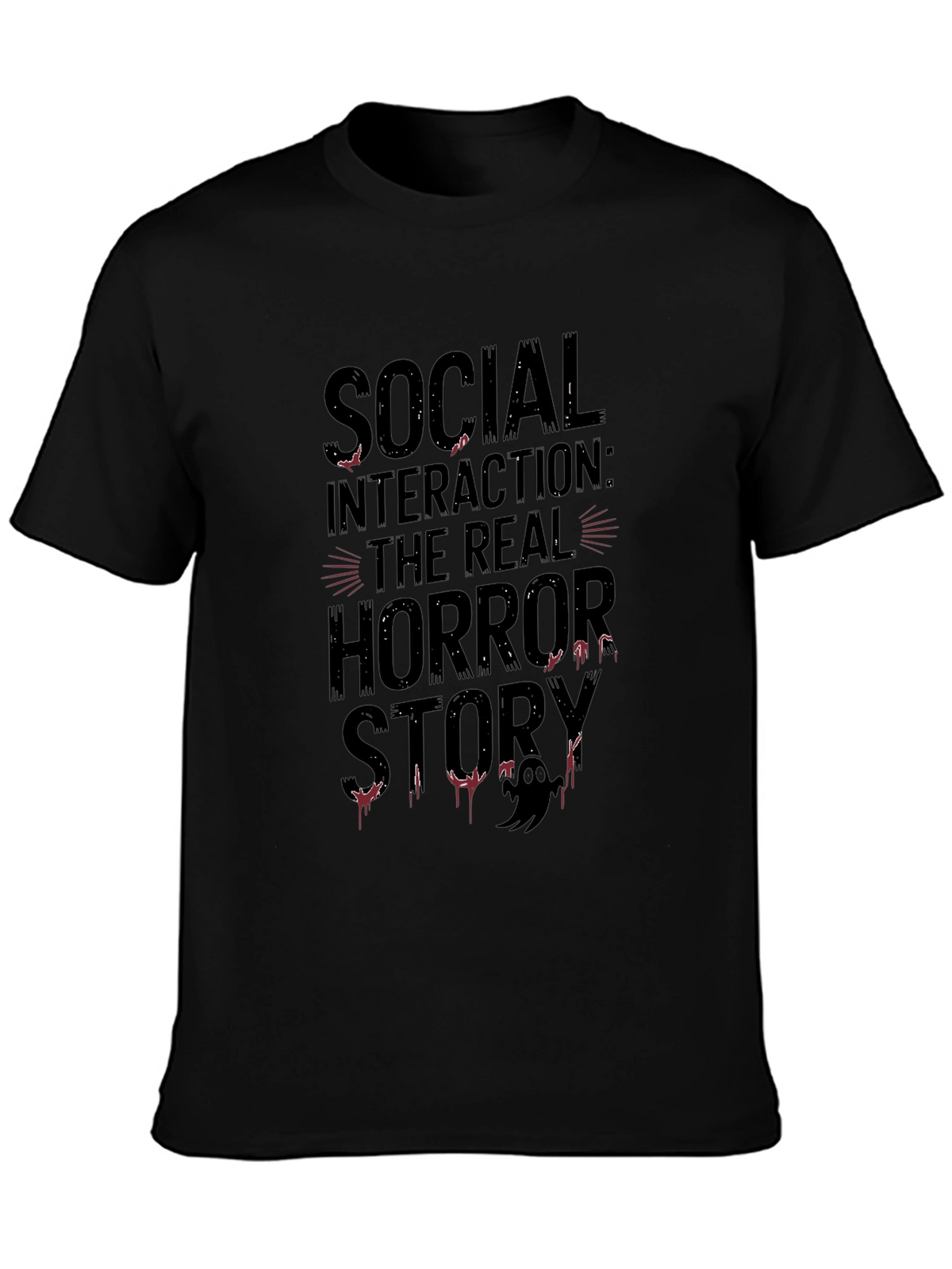 Social Interaction Horror Story Black T-Shirt