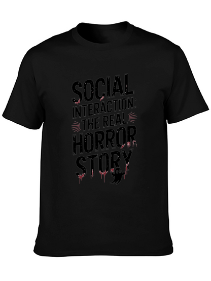 Social Interaction Horror Story Black T-Shirt