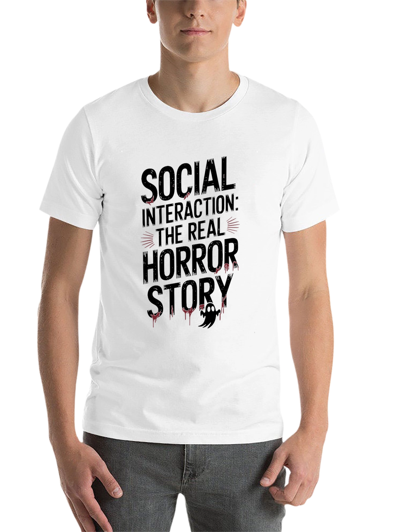 Social Interaction Horror Story Black T-Shirt