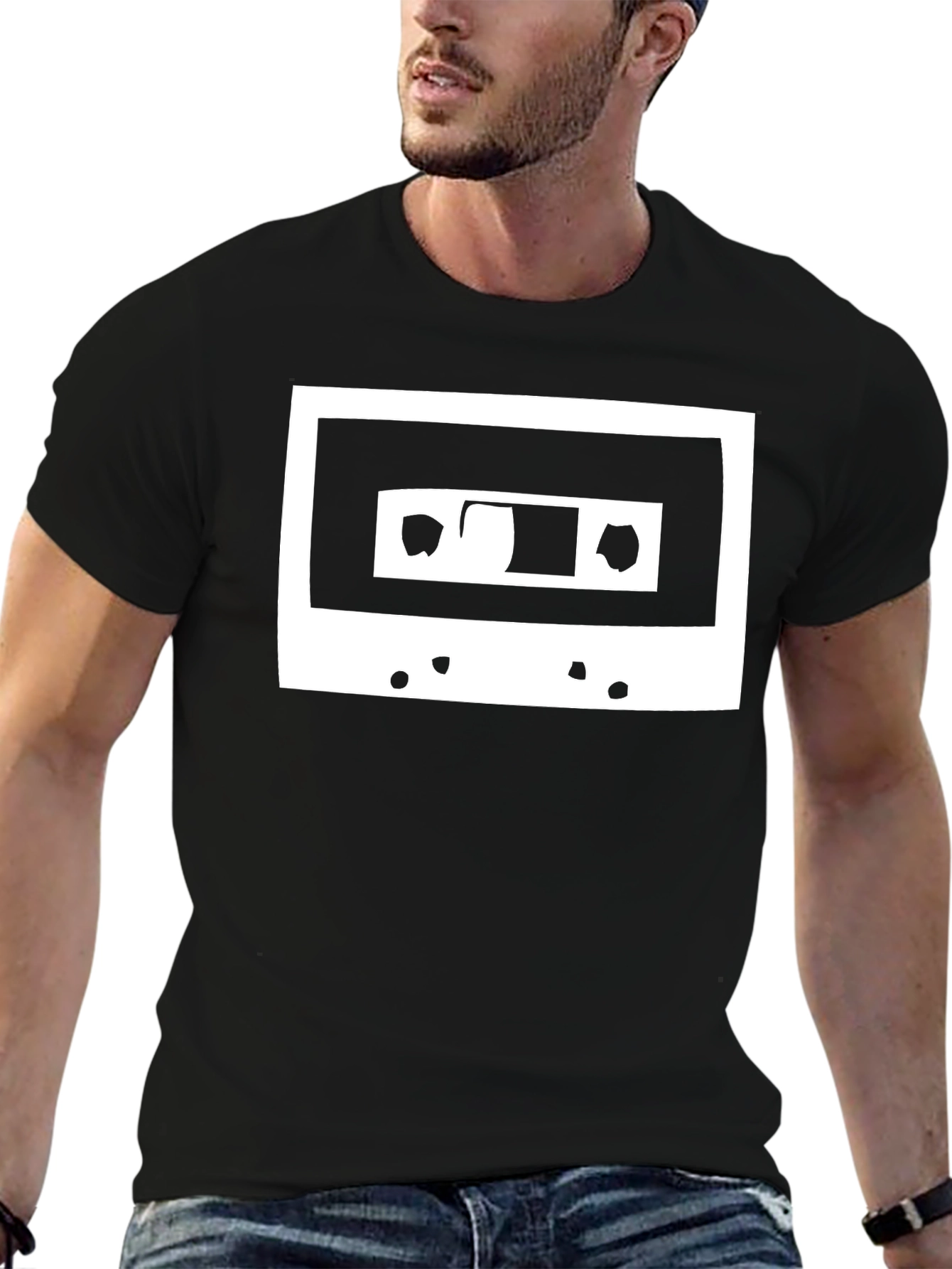 Retro Cassette Tape Graphic Tee - Black