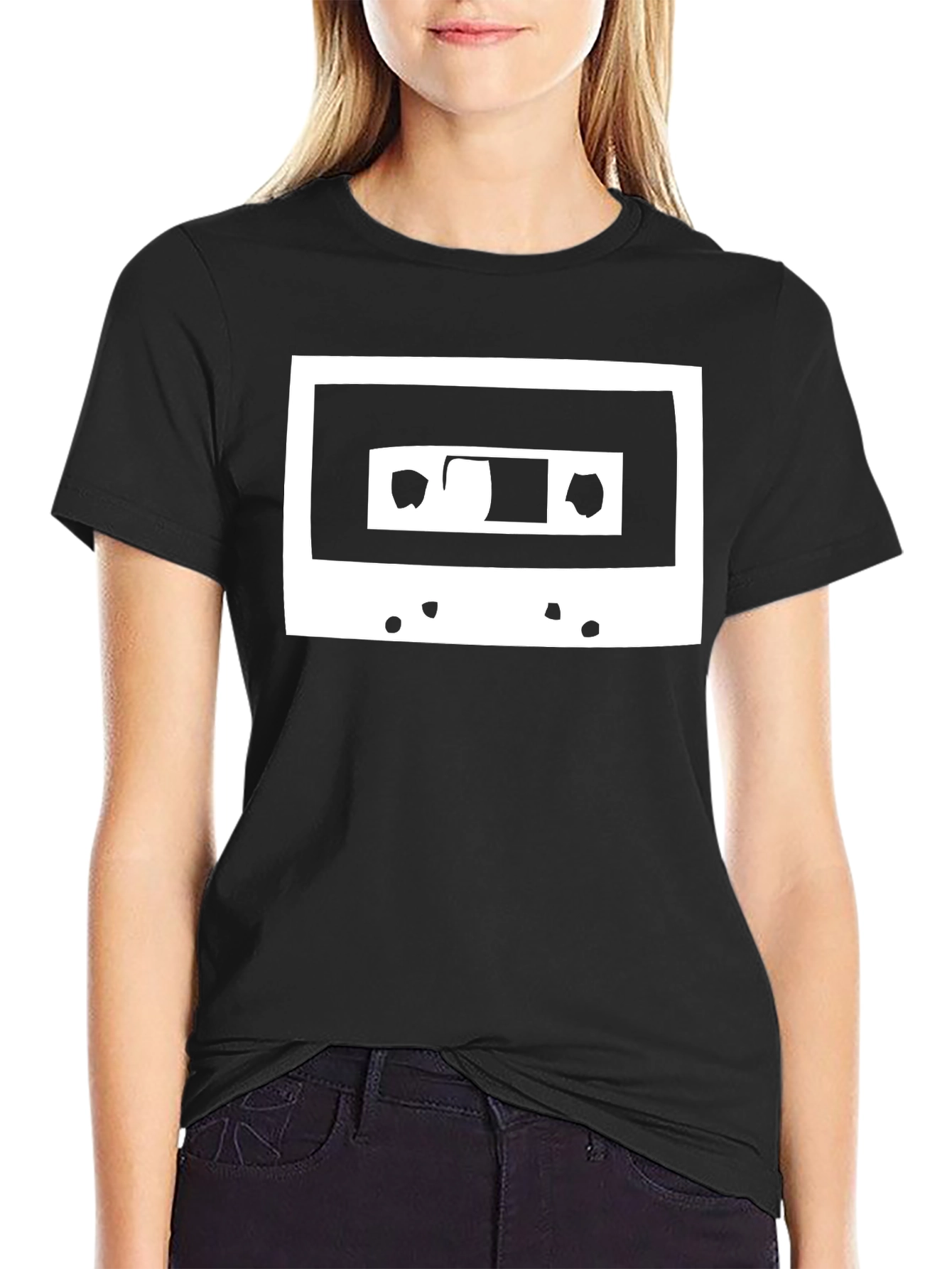 Retro Cassette Tape Graphic Tee - Black